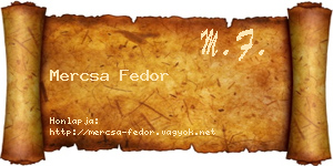 Mercsa Fedor névjegykártya